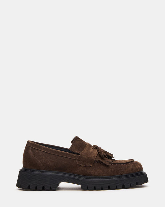 Steve Madden ZEV Brown Suede Lug Sole Dress Men's Loafer