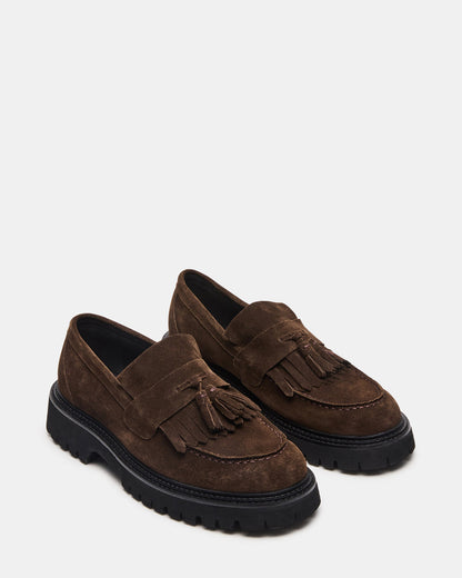 Steve Madden ZEV Brown Suede Lug Sole Dress Men's Loafer