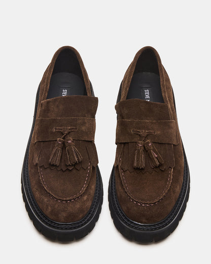 Steve Madden ZEV Brown Suede Lug Sole Dress Men's Loafer