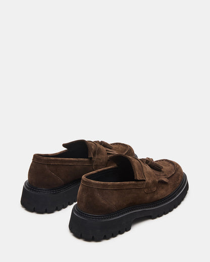 Steve Madden ZEV Brown Suede Lug Sole Dress Men's Loafer