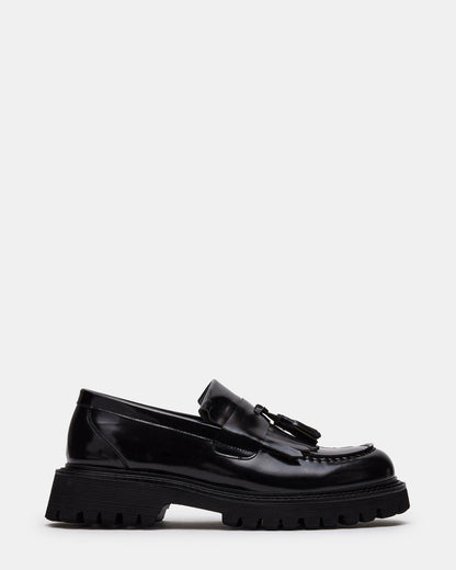 Steve Madden ZEV Black Box Lug Sole Dress Men's Loafer