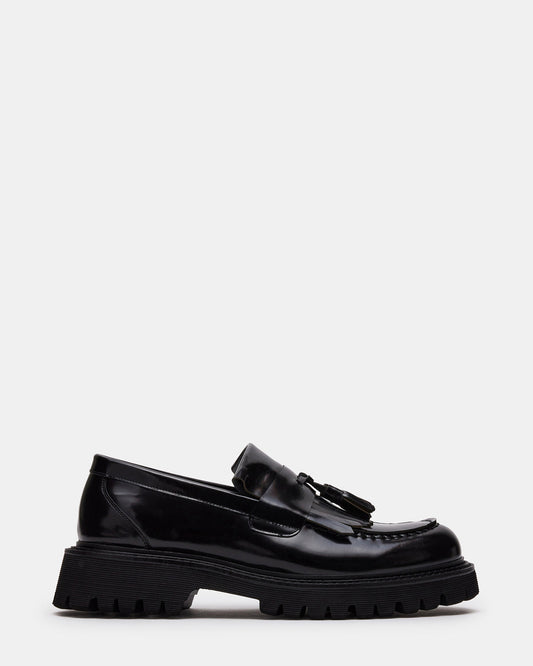 Steve Madden ZEV Black Box Lug Sole Dress Men's Loafer