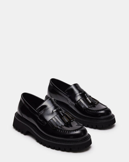 Steve Madden ZEV Black Box Lug Sole Dress Men's Loafer