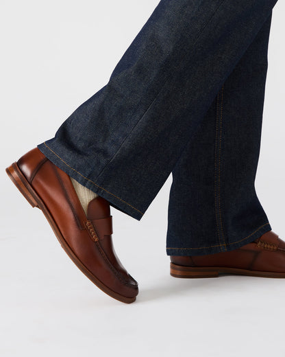 Steve Madden COLVER Cognac Leather Men's Slip-On Loafer