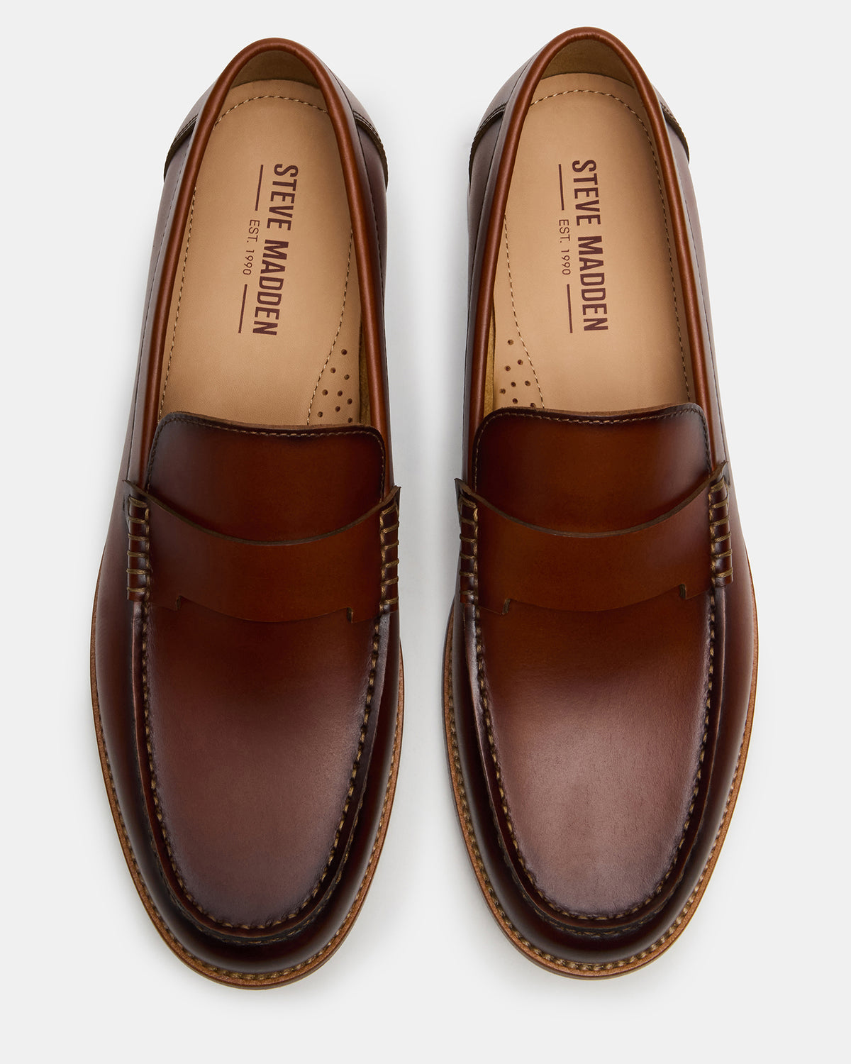 Steve Madden COLVER Cognac Leather Men's Slip-On Loafer