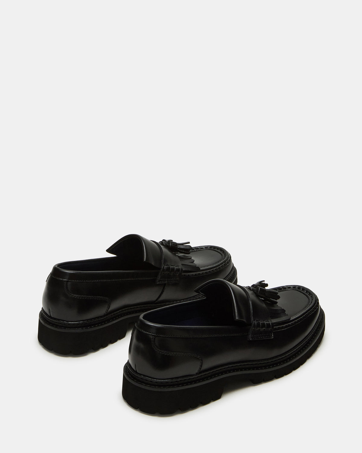 Steve Madden ARTHUS Black Leather Slip-On Tassel Men's Loafer