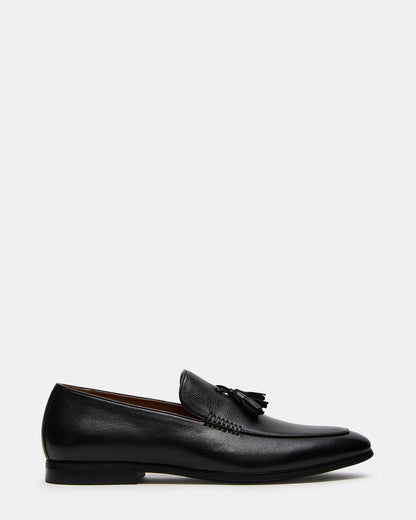 Steve Madden ONDRE Black Leather Tassel Slip-On Men's Loafer