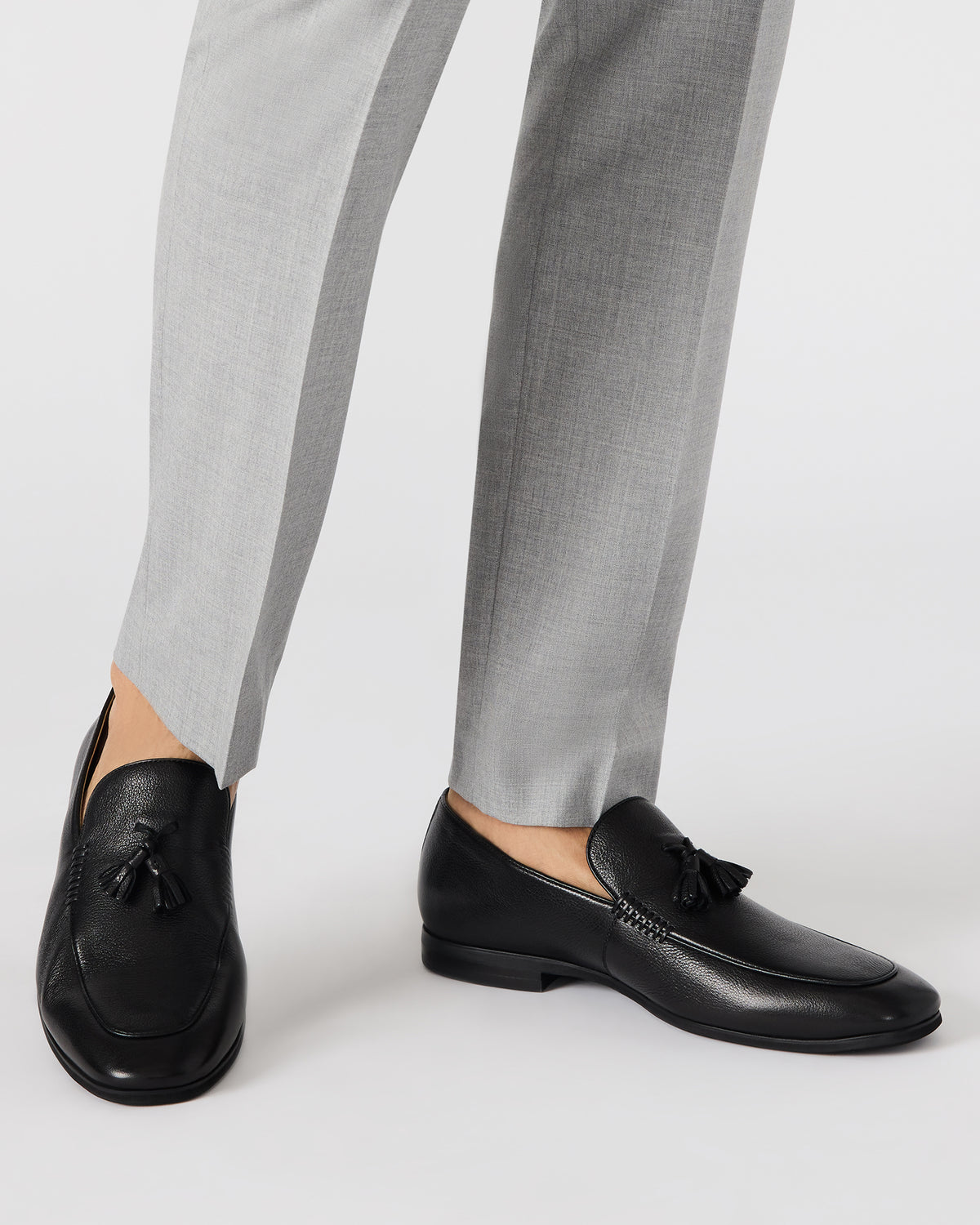 Steve Madden ONDRE Black Leather Tassel Slip-On Men's Loafer