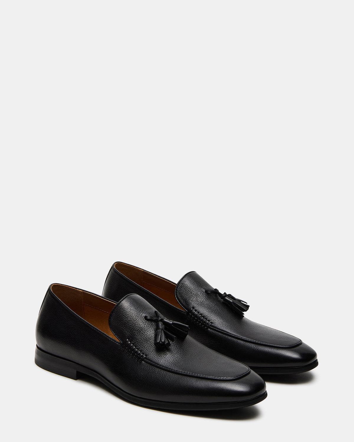 Steve Madden ONDRE Black Leather Tassel Slip-On Men's Loafer
