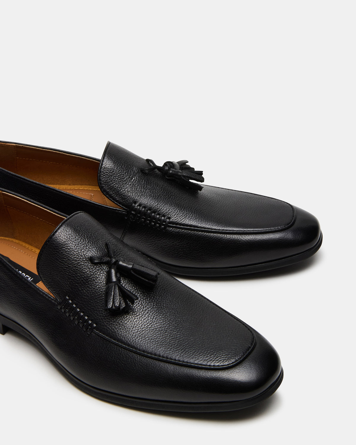 Steve Madden ONDRE Black Leather Tassel Slip-On Men's Loafer