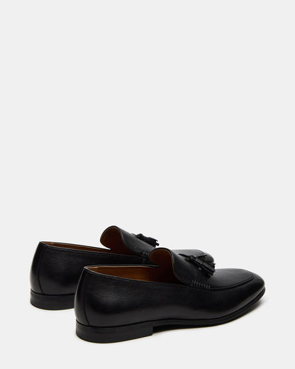 Steve Madden ONDRE Black Leather Tassel Slip-On Men's Loafer