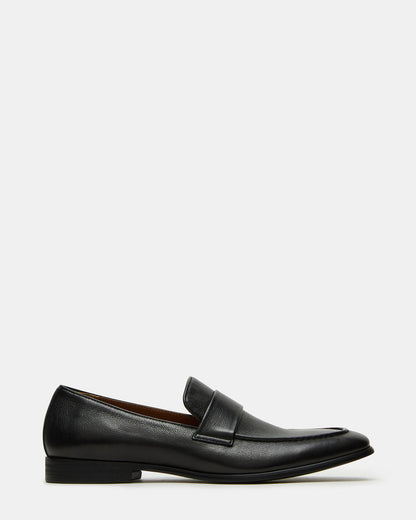 Steve Madden BISCUIT Black Leather Slip-On Men's Dress Loafer