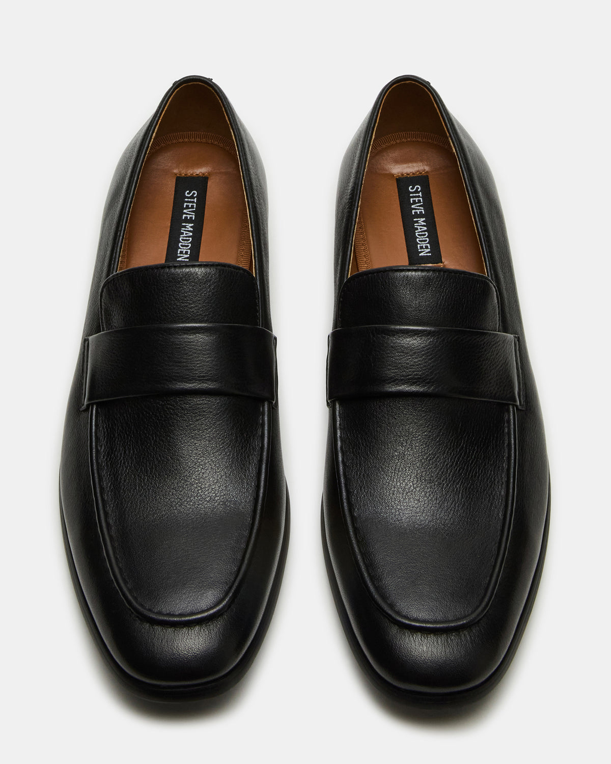Steve Madden BISCUIT Black Leather Slip-On Men's Dress Loafer