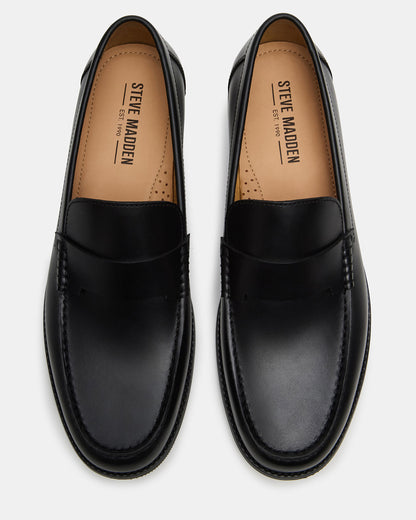 Steve Madden COLVER Black Leather Men's Slip-On Loafer
