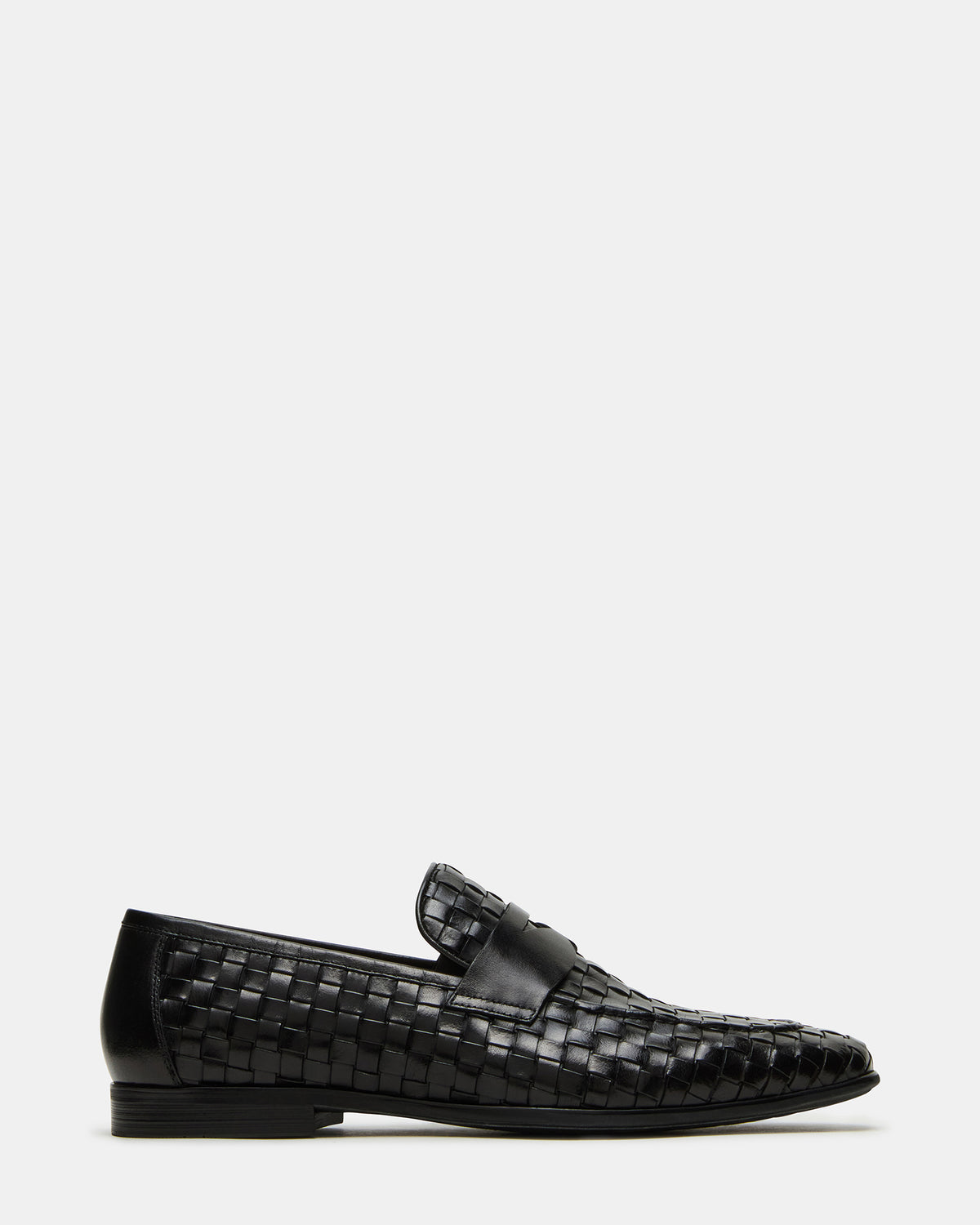 Steve Madden POCO Black Leather Woven Slip-On Men's Dress Loafer