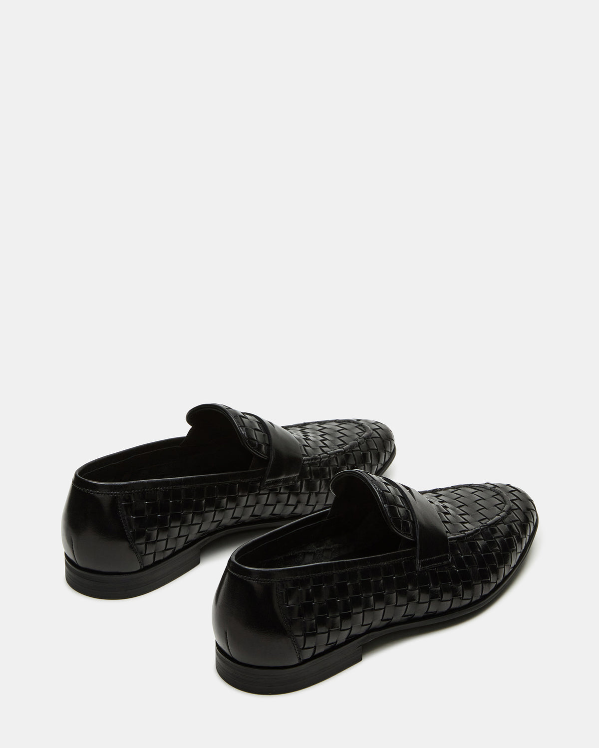 Steve Madden POCO Black Leather Woven Slip-On Men's Dress Loafer