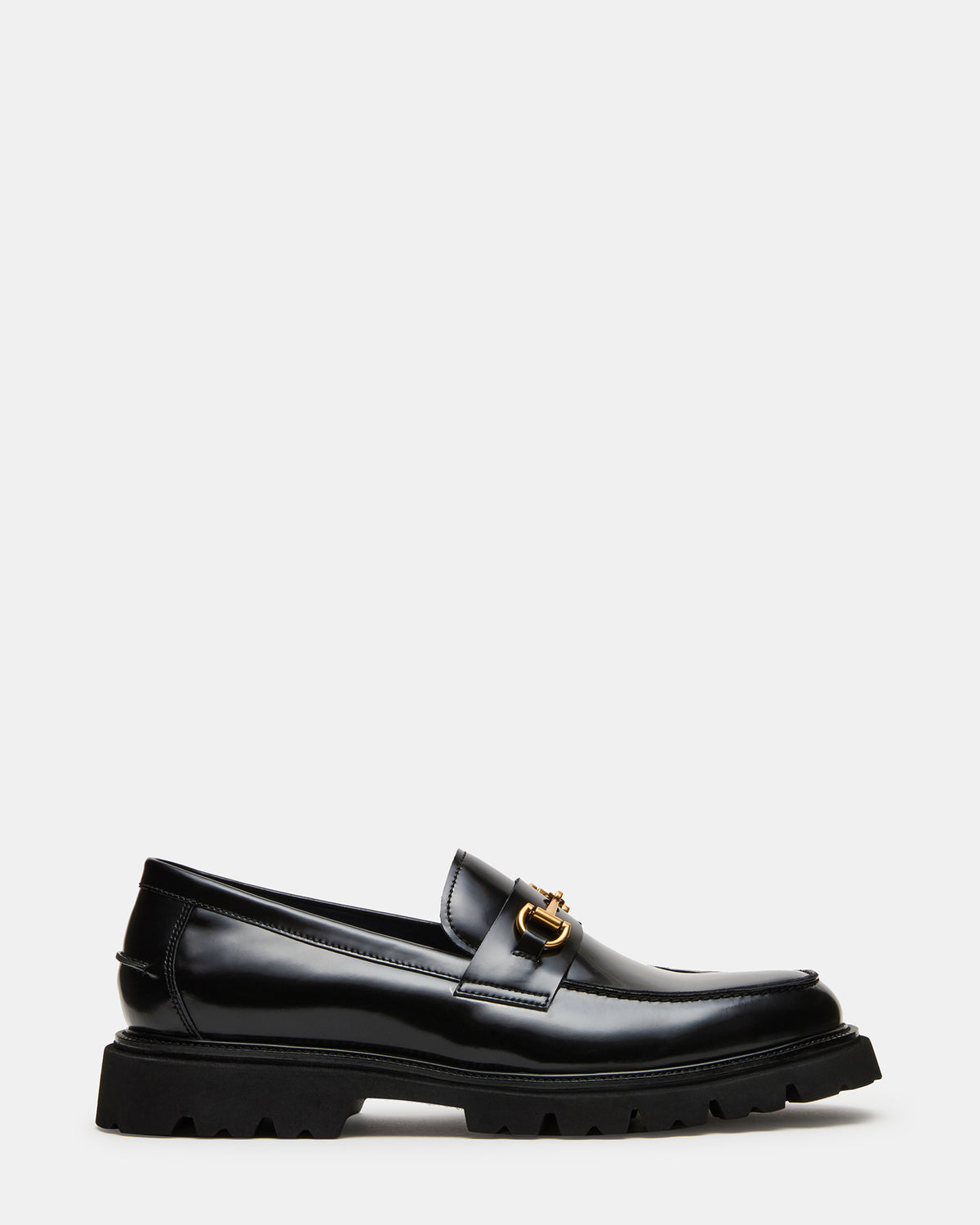 Steve Madden NAXOS Black Leather Slip-On Dress Men's Loafer