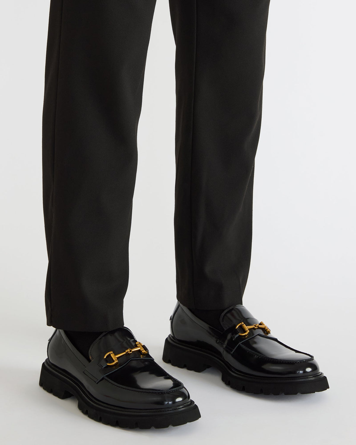 Steve Madden NAXOS Black Leather Slip-On Dress Men's Loafer