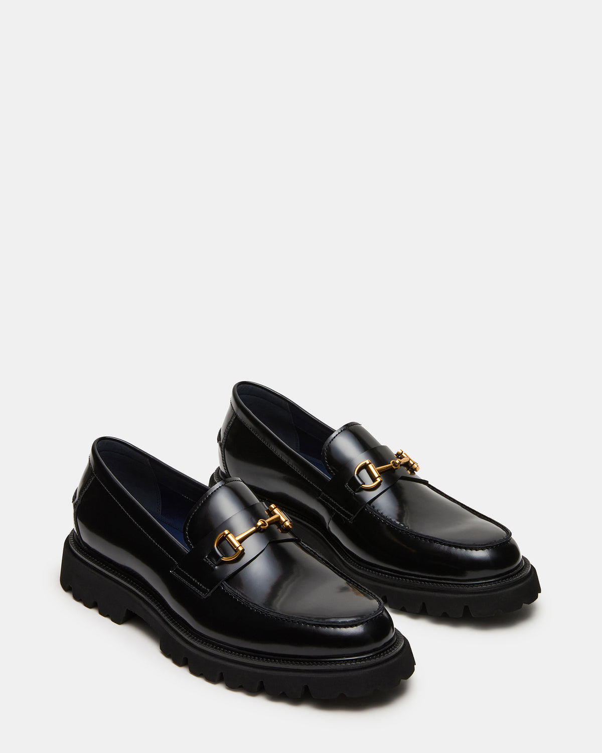 Steve Madden NAXOS Black Leather Slip-On Dress Men's Loafer