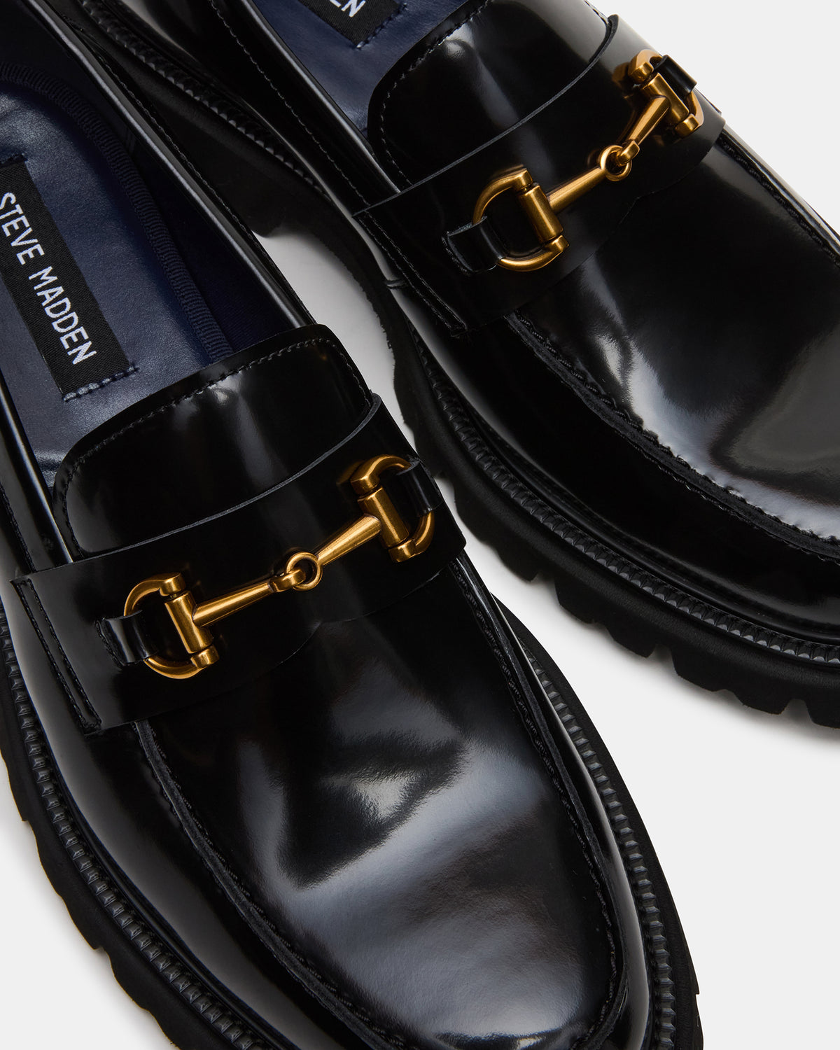 Steve Madden NAXOS Black Leather Slip-On Dress Men's Loafer