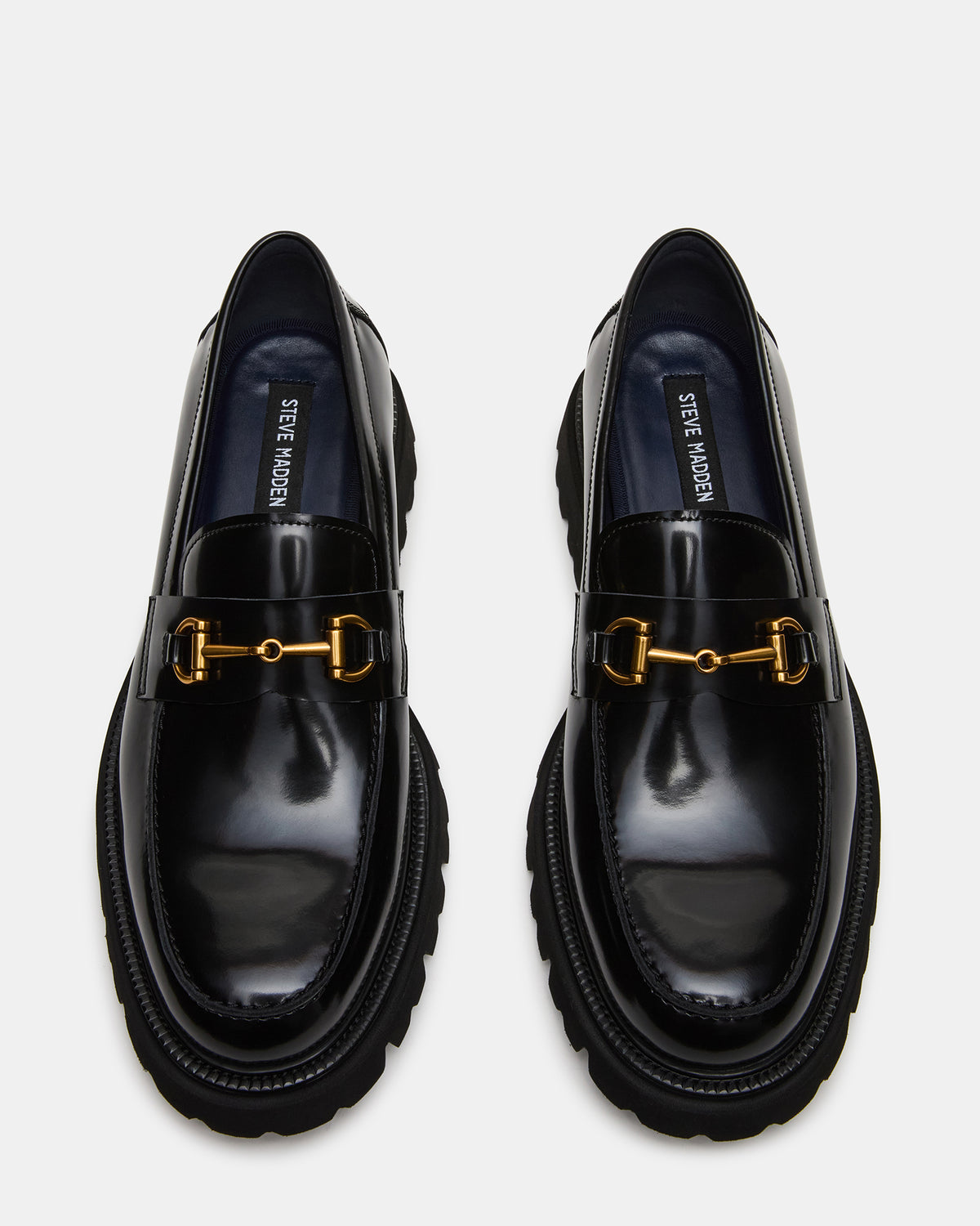 Steve Madden NAXOS Black Leather Slip-On Dress Men's Loafer