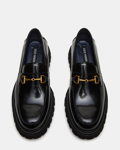 Steve Madden NAXOS Black Leather Slip-On Dress Men's Loafer