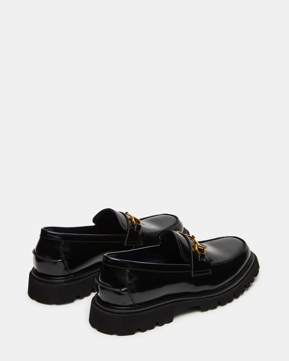Steve Madden NAXOS Black Leather Slip-On Dress Men's Loafer