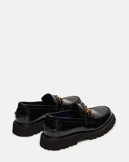 Steve Madden NAXOS Black Leather Slip-On Dress Men's Loafer