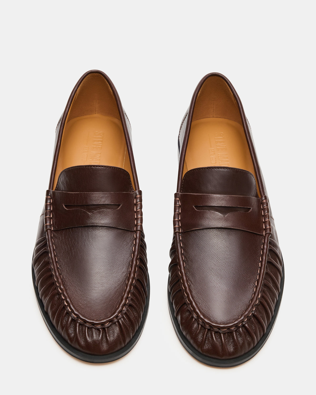 Steve Madden QUINCEY Brown Leather Slip-On Men's Loafer
