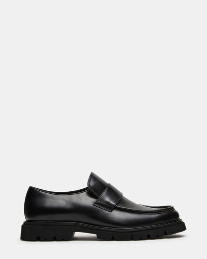 Steve Madden RADKIN Black Leather Slip-On Dress Men's Loafer