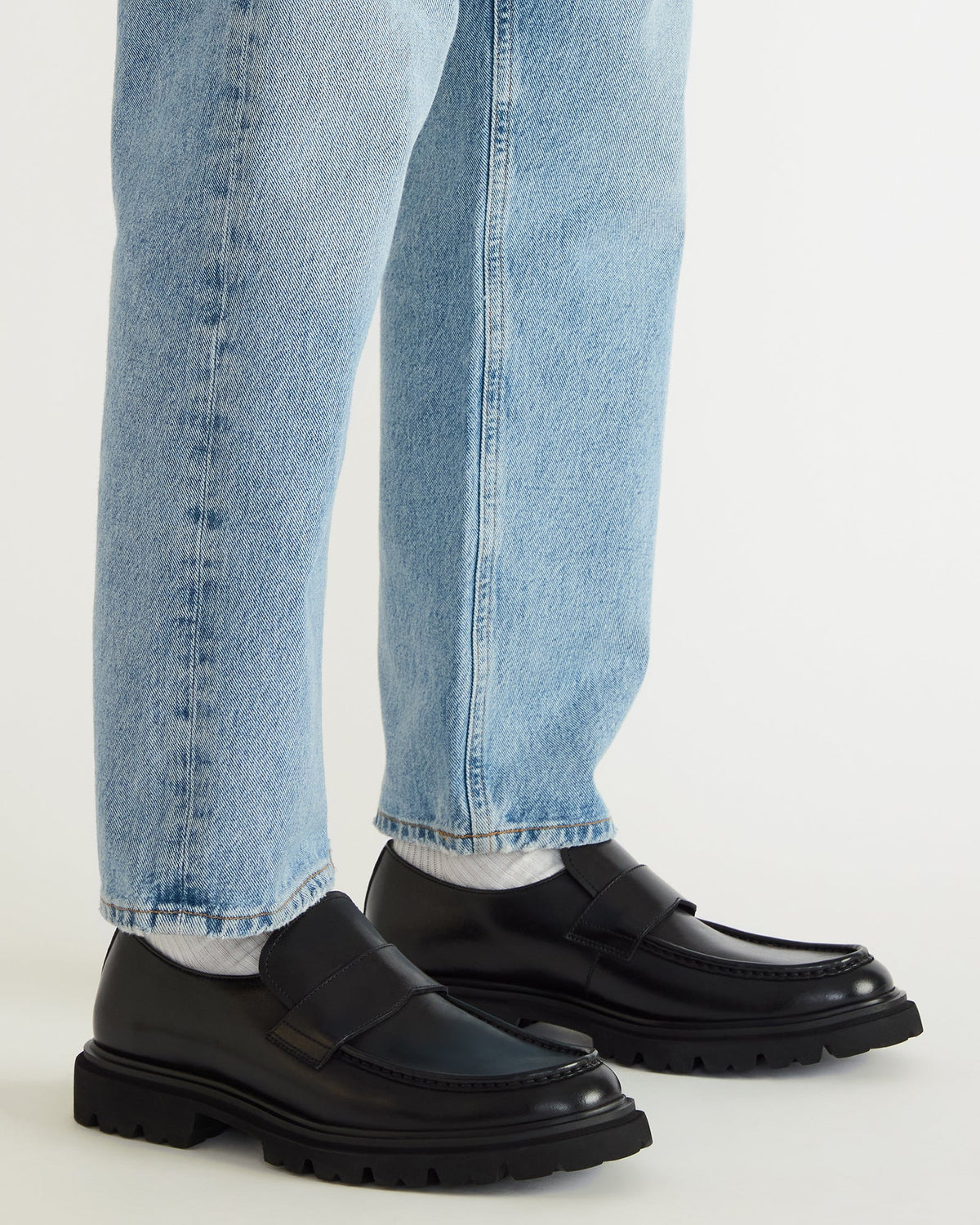 Steve Madden RADKIN Black Leather Slip-On Dress Men's Loafer