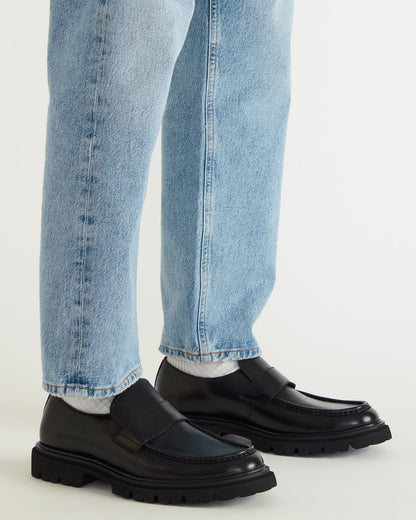 Steve Madden RADKIN Black Leather Slip-On Dress Men's Loafer