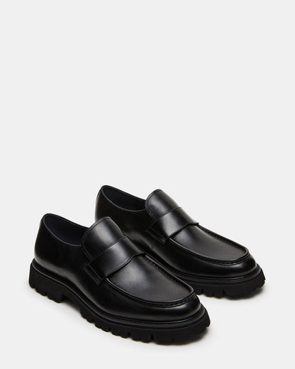 Steve Madden RADKIN Black Leather Slip-On Dress Men's Loafer