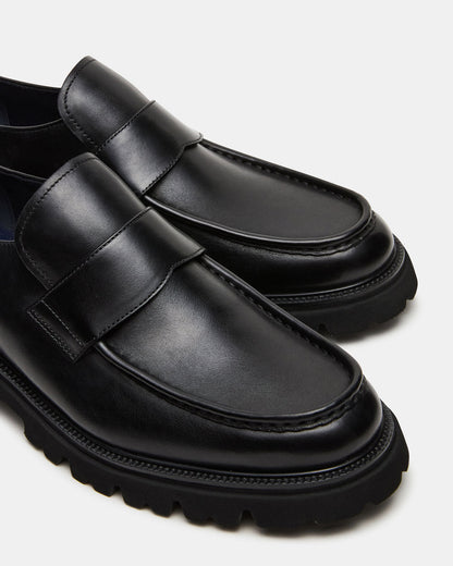 Steve Madden RADKIN Black Leather Slip-On Dress Men's Loafer