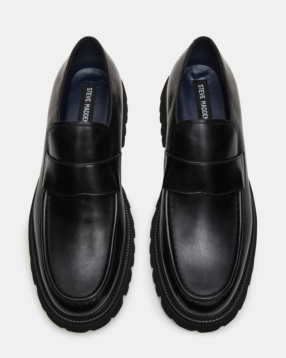 Steve Madden RADKIN Black Leather Slip-On Dress Men's Loafer