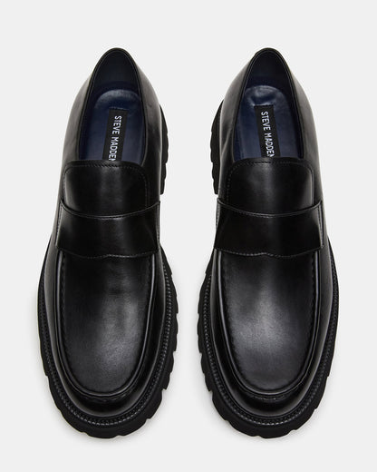 Steve Madden RADKIN Black Leather Slip-On Dress Men's Loafer