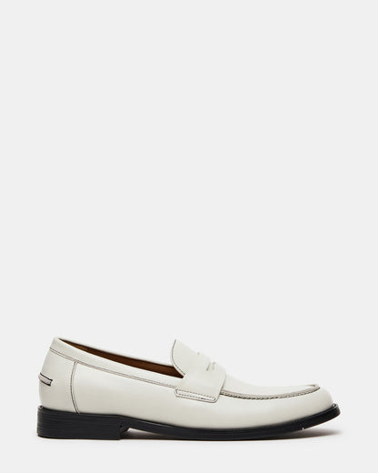 Steve Madden NATAN White Leather Slip-On Dress Men's Loafer