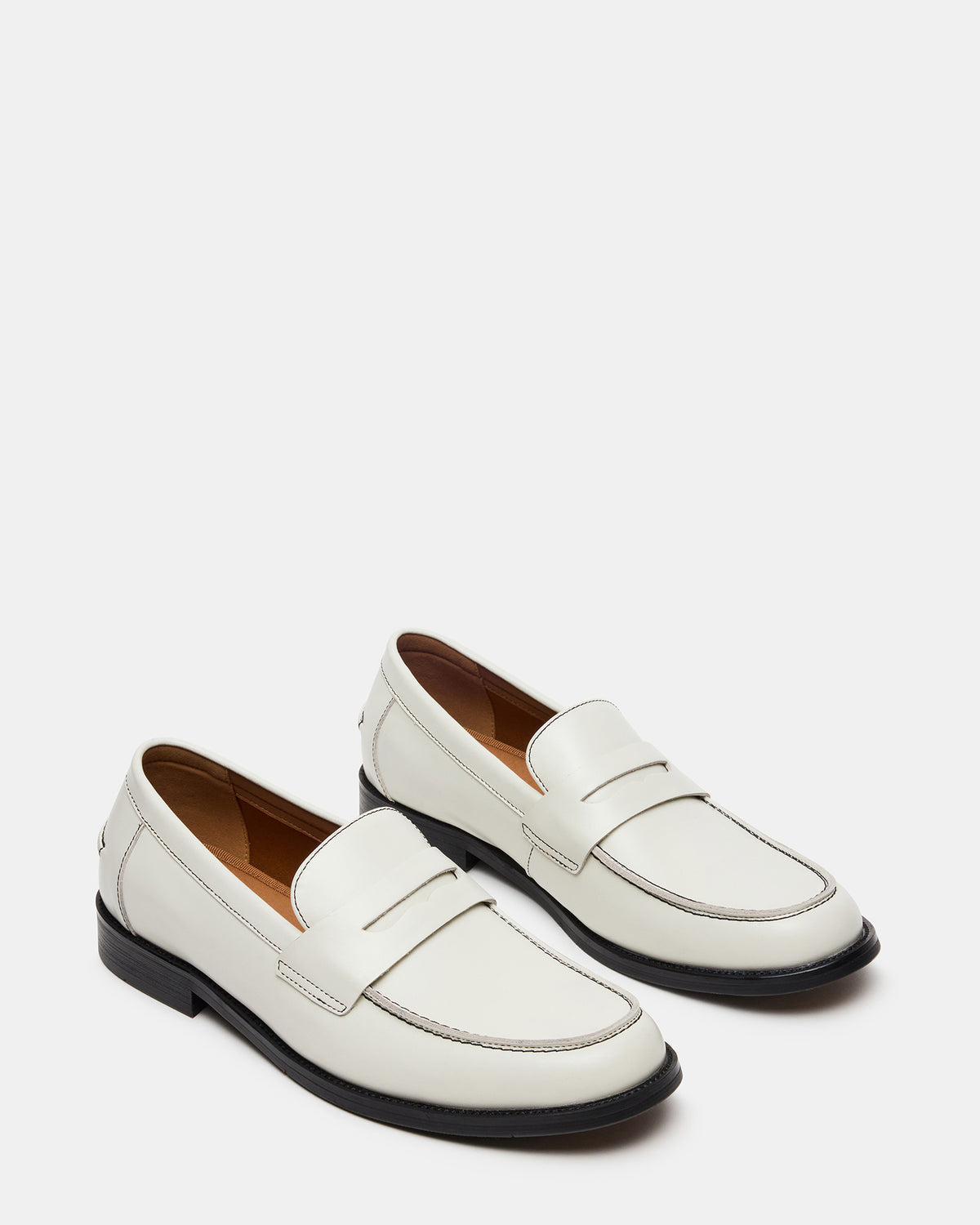 Steve Madden NATAN White Leather Slip-On Dress Men's Loafer