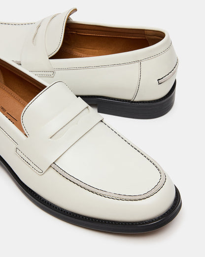 Steve Madden NATAN White Leather Slip-On Dress Men's Loafer
