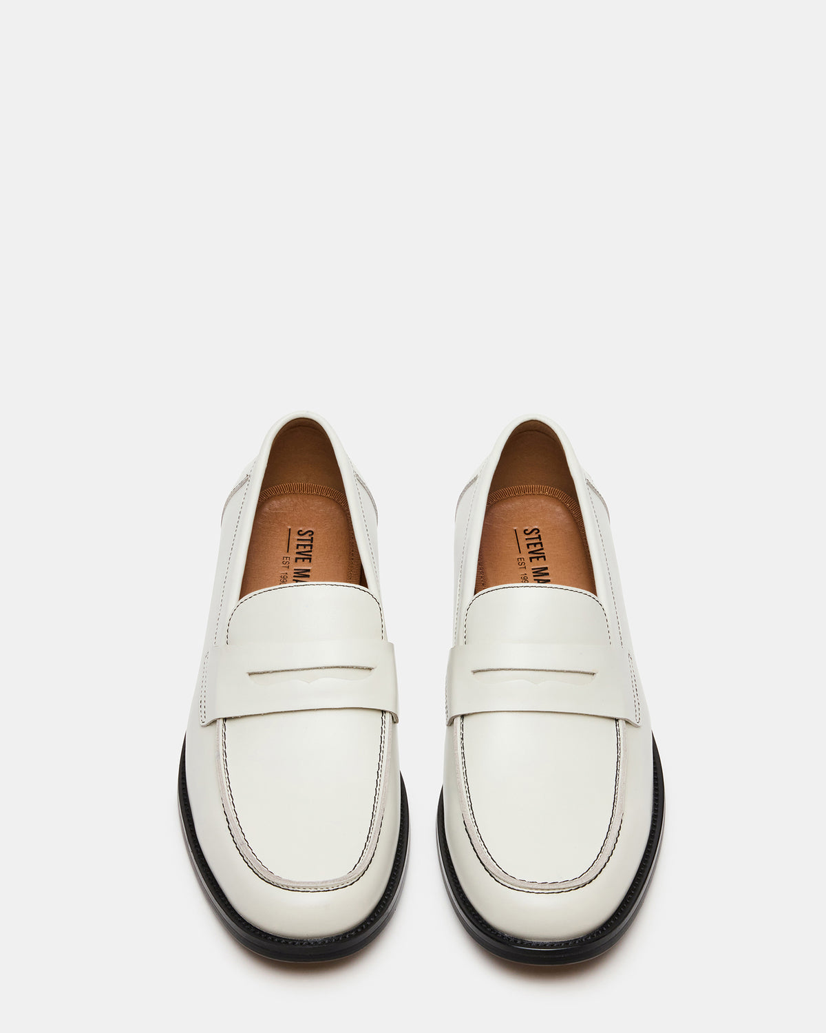 Steve Madden NATAN White Leather Slip-On Dress Men's Loafer
