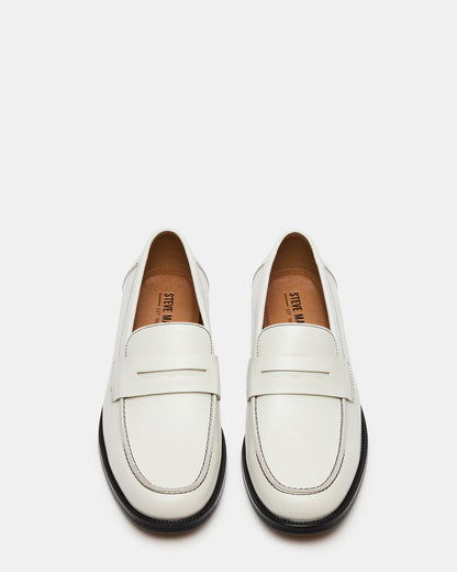 Steve Madden NATAN White Leather Slip-On Dress Men's Loafer
