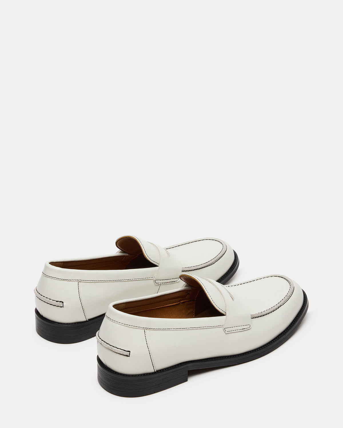 Steve Madden NATAN White Leather Slip-On Dress Men's Loafer