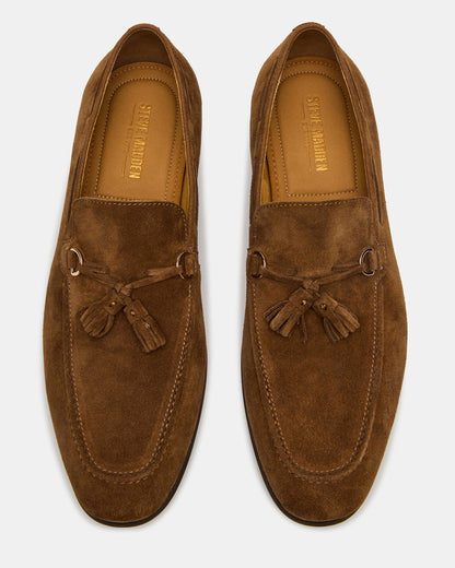 Steve Madden LOGAN Cognac Suede Tassel Slip-On Men's Loafer