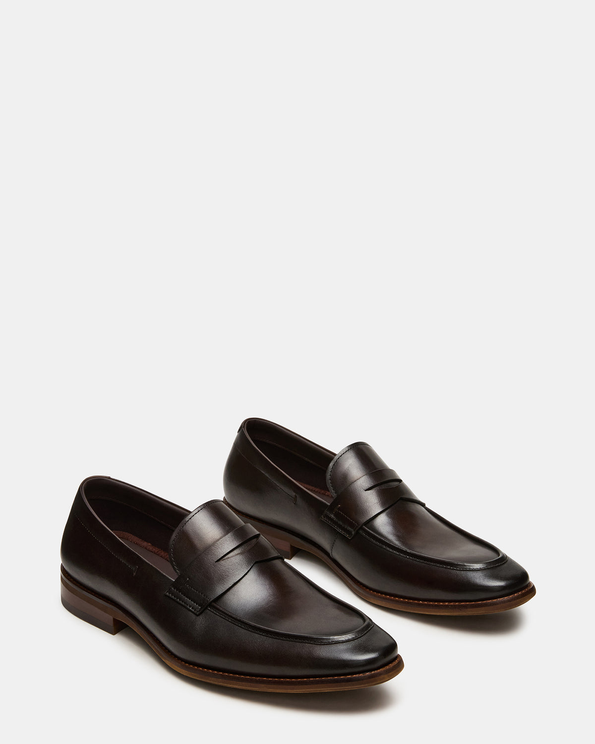 Steve Madden LIGHTNING Brown Leather Round-Toe Slip-On Men's Loafer