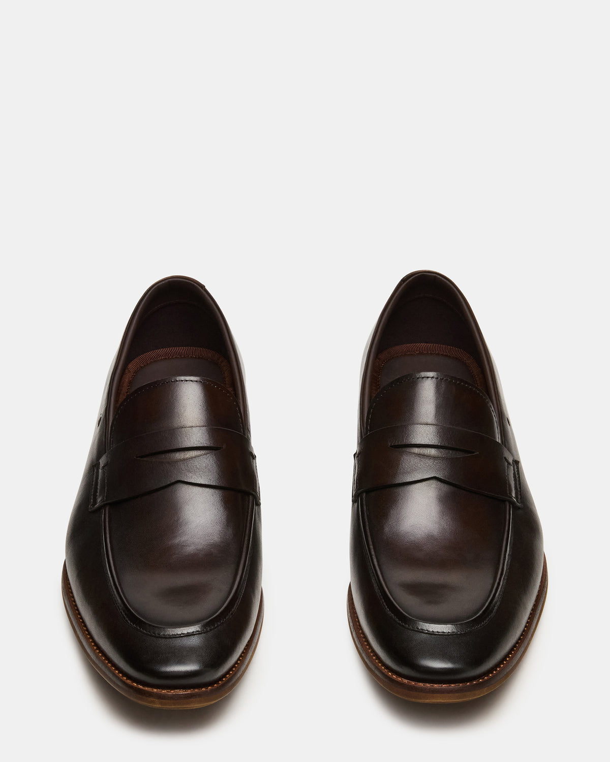 Steve Madden LIGHTNING Brown Leather Round-Toe Slip-On Men's Loafer