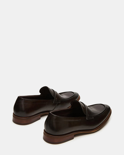 Steve Madden LIGHTNING Brown Leather Round-Toe Slip-On Men's Loafer