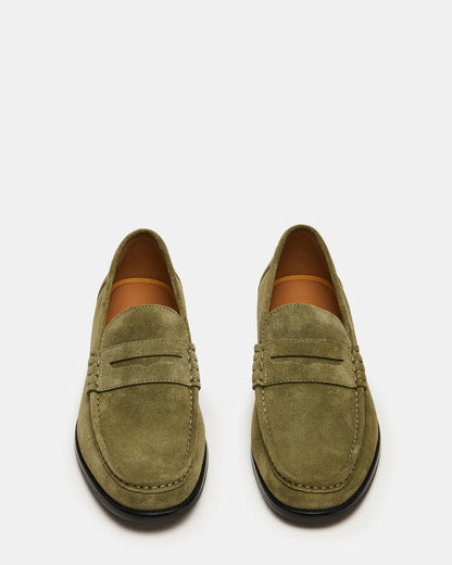 Steve Madden HUCKLE Green Suede Slip-On Men's Loafer