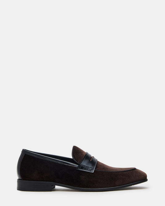 Steve Madden YARDLY Brown Velvet Slip-On Men's Dress Loafer