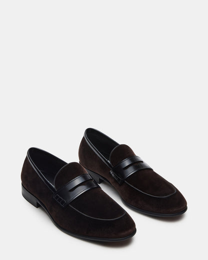 Steve Madden YARDLY Brown Velvet Slip-On Men's Dress Loafer