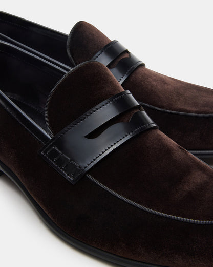 Steve Madden YARDLY Brown Velvet Slip-On Men's Dress Loafer